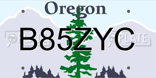 B85ZYC Oregon License Plate