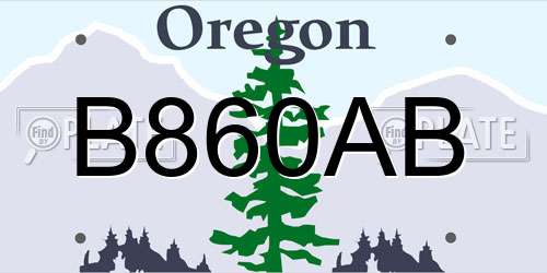 B860AB Oregon License Plate