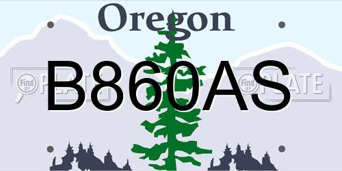 B860AS Oregon License Plate