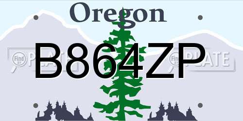 B864ZP Oregon License Plate