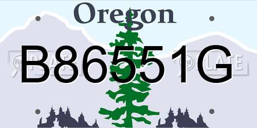B86551G Oregon License Plate