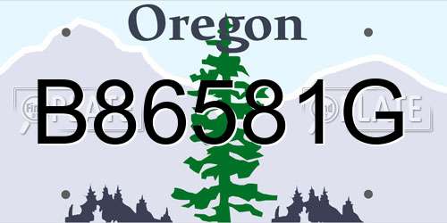B86581G Oregon License Plate
