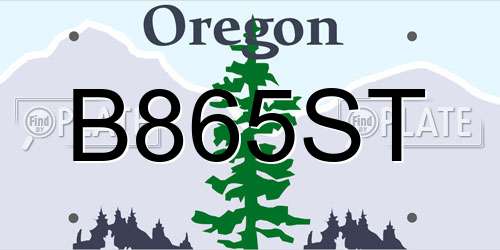 B865ST Oregon License Plate