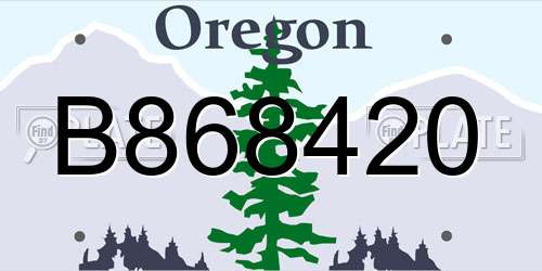 B868420 Oregon License Plate