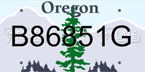 B86851G Oregon License Plate