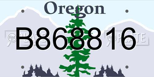 B868816 Oregon License Plate