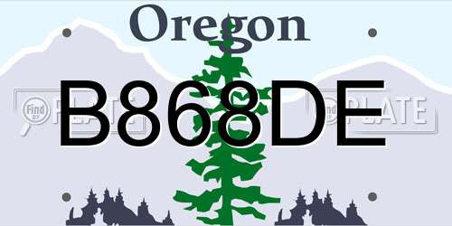 B868DE Oregon License Plate