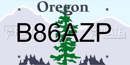 B86AZP Oregon License Plate