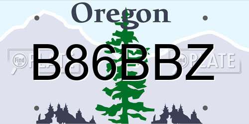 B86BBZ Oregon License Plate