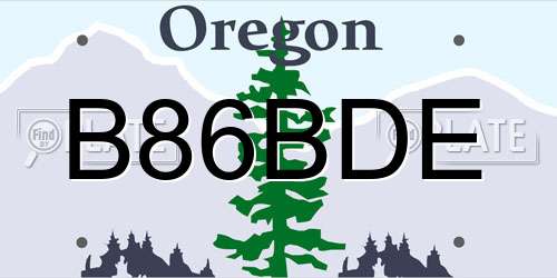 B86BDE Oregon License Plate