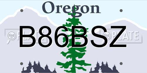 B86BSZ Oregon License Plate