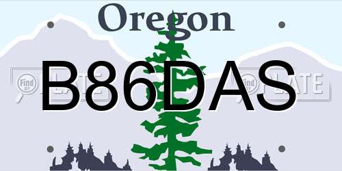 B86DAS Oregon License Plate