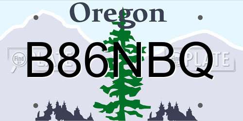 B86NBQ Oregon License Plate