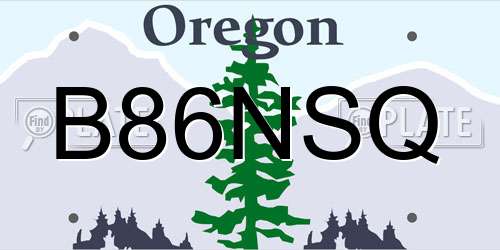 B86NSQ Oregon License Plate