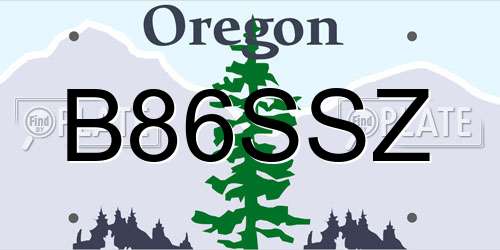 B86SSZ Oregon License Plate