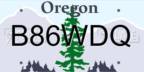 B86WDQ Oregon License Plate