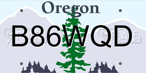 B86WQD Oregon License Plate