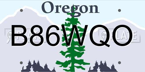B86WQO Oregon License Plate