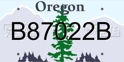 B87022B Oregon License Plate