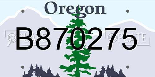 B870275 Oregon License Plate