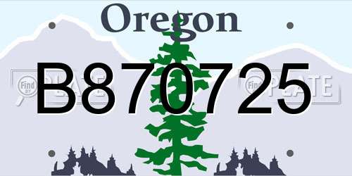 B870725 Oregon License Plate