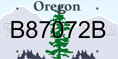 B87072B Oregon License Plate