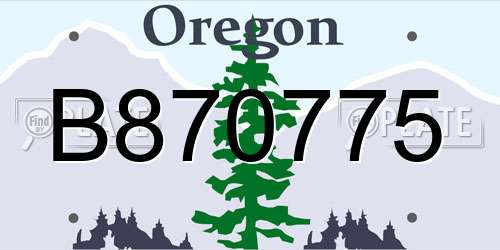 B870775 Oregon License Plate