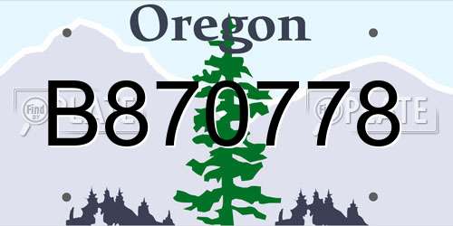 B870778 Oregon License Plate