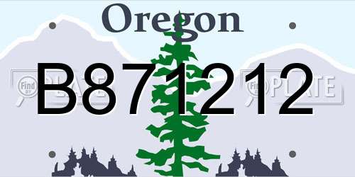 B871212 Oregon License Plate