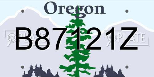 B87121Z Oregon License Plate