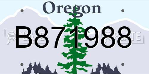 B871988 Oregon License Plate