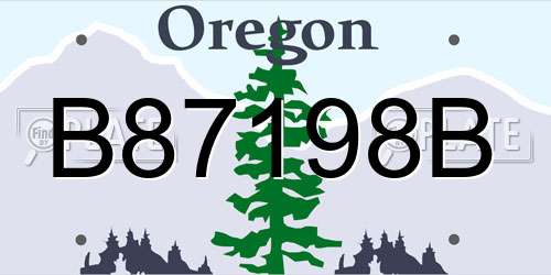 B87198B Oregon License Plate