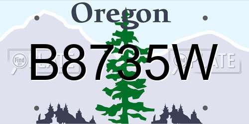 B8735W Oregon License Plate