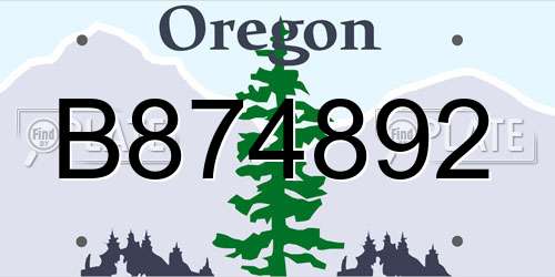 B874892 Oregon License Plate