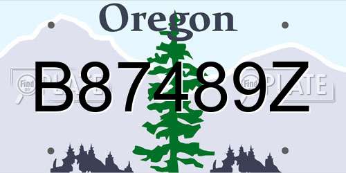 B87489Z Oregon License Plate