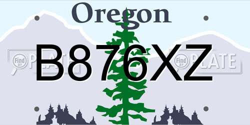 B876XZ Oregon License Plate