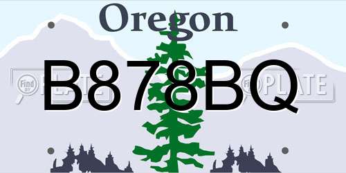 B878BQ Oregon License Plate