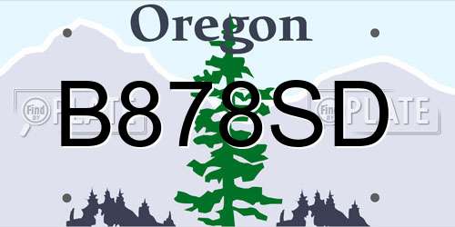 B878SD Oregon License Plate