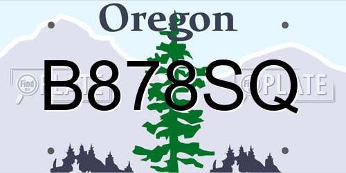 B878SQ Oregon License Plate