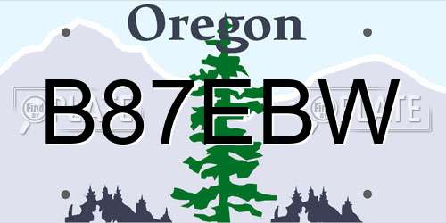B87EBW Oregon License Plate