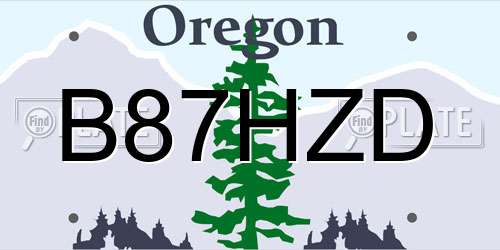 B87HZD Oregon License Plate