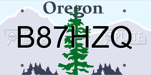 B87HZQ Oregon License Plate