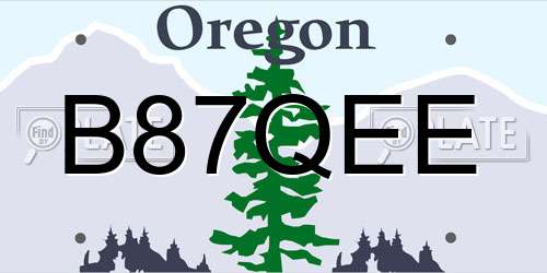 B87QEE Oregon License Plate
