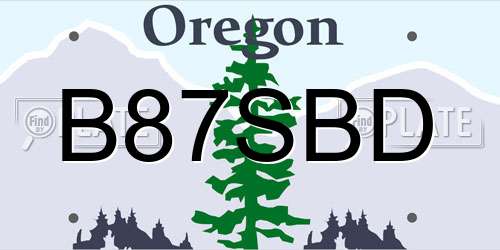 B87SBD Oregon License Plate