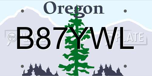 B87YWL Oregon License Plate