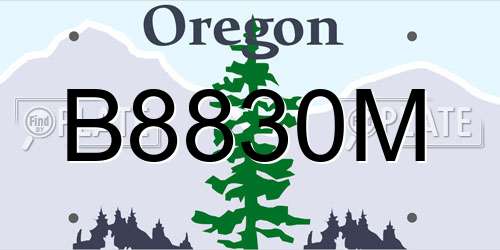 B8830M Oregon License Plate
