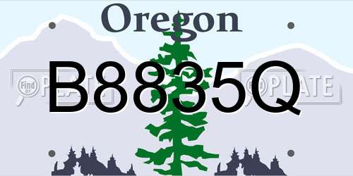 B8835Q Oregon License Plate