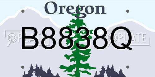 B8838Q Oregon License Plate