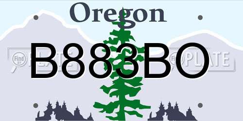 B883BO Oregon License Plate