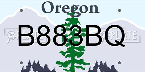 B883BQ Oregon License Plate
